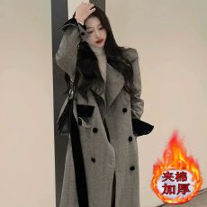 批发高级感高个子呢子大衣女冬季中长款夹棉加厚新款爆款西装毛呢外套