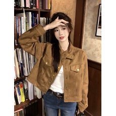 批发2025新款小香美拉德风皮衣夹克女早<b class='q'>秋</b>季小个子复古麂皮短外套上衣