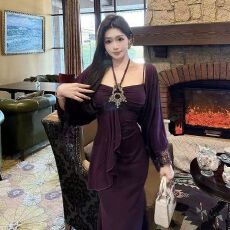 批发纯欲风蕾丝挂脖<b class='q'>吊带</b>连衣裙女春秋收腰气质长裙子防晒开衫两件套装