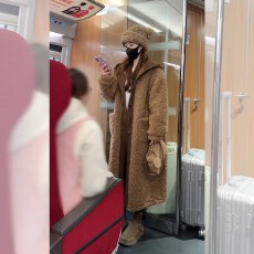 批发韩系假两件连帽毛毛外套女冬季慵懒风高级<b class='q'>新款</b>棉袄松弛感穿搭大衣