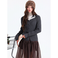 批发包芯纱韩系<b class='q'>气质</b>翻领蕾丝长袖针织衫女2025新款冬季内搭打底上衣