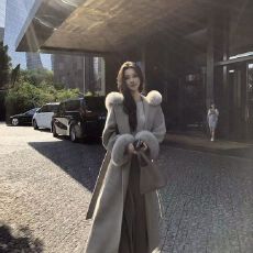批发韩系气质千金御姐高级感毛毛连帽中长款时尚大衣毛呢<b class='q'>外套</b>减龄秋冬