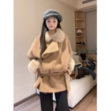 批发冬季美式高级感加厚小个子短款棕色毛茸茸外衣