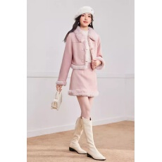 批发秋<b class='q'>冬</b>新款法式甜美温柔风设计感磨砂皮上下套短裙高级感套装裙