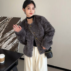 批发羊剪绒环保<b class='q'>皮草</b>圆领单排扣<b class='q'>短款</b>外套女2025秋冬季新款加厚保暖上衣