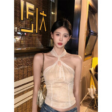 批发实价不减带胸垫蕾丝挂脖<b class='q'>吊带</b>背心女春夏季性感辣妹无袖上衣