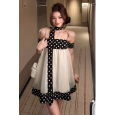 批发2026新款法式绝美<b class='q'>波点</b>网纱抹胸<b class='q'>连衣裙</b>子女夏季海边度假公主蓬蓬裙