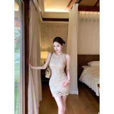 批发法式镂空蕾丝背心<b class='q'>连衣裙</b>女夏季新款收腰显瘦礼服裙子气质包臀短裙
