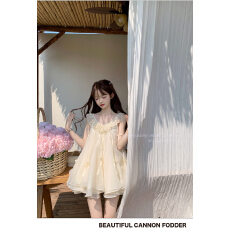 批发【洛神降临】蕾丝<b class='q'>连衣裙</b>女夏季小个子蝴蝶结蓬公主仙女裙