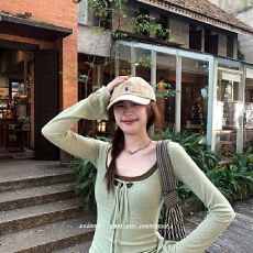 批发辣妹风系带修身别致T恤气质内搭纯欲风背心女2026<b class='q'>春</b>季新款套装