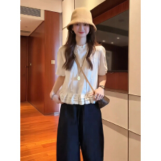 批发花边提花刺绣<b class='q'>衬衫</b>2026新款设计感减龄小衫短袖轻薄显瘦小个子上衣