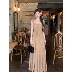 批发性感抹胸吊带连衣<b class='q'>裙</b>女夏季度假风高级<b class='q'>网纱</b>气质修身长<b class='q'>裙</b>