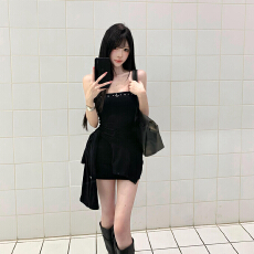 批发韩系时尚性感辣妹烫钻<b class='q'>抹胸</b><b class='q'>连衣裙</b>女秋季新款