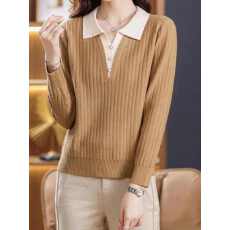 批发妈妈秋装2025新款长袖上衣服洋气<b class='q'>中老年</b>妇女毛衣秋冬翻领打底小衫