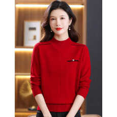 批发<b class='q'>中老年</b>妈妈大码半高领<b class='q'>毛衣</b>女2025秋冬宽松内搭针织打底衫长袖上衣