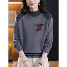 批发半高领<b class='q'>针织</b>打底衫女士长袖秋冬2025新款中年妈妈内搭上衣短款毛衣