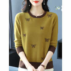 批发秋冬装羊绒衫女圆领毛衣中年人高端洋气<b class='q'>妈妈</b>针织100%纯羊毛打底衫