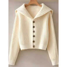 批发高级感海军领针织开衫女秋冬季新款红色纽扣<b class='q'>毛衣</b>外套圣诞新年外套