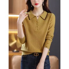 批发翻领毛衣女2026秋冬新款针织打底衫时尚洋气<b class='q'>妈妈</b>羊毛衫