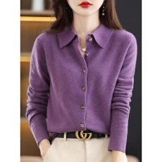 批发春秋POLO领针织衬衫<b class='q'>外</b><b class='q'>搭</b>宽松<b class='q'>长袖</b>毛衣非羊绒<b class='q'>开衫</b>气质翻领外套打底