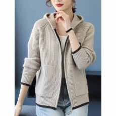 批发大码女装拉链针织连帽开衫外套2026新款秋冬时尚洋气带帽上衣加厚