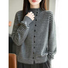 批发斜扣条纹时尚百搭针织打底衫女2026新款洋气<b class='q'>大码</b><b class='q'>女装</b>上衣秋冬毛衣
