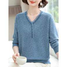 批发春秋洋气高贵妈妈宽松薄款针织t恤加肥加<b class='q'>大码</b>中老年<b class='q'>女装</b>冰丝上衣