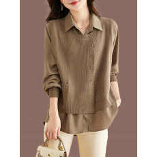 批发羊毛衫女士2026秋季宽松大码假两件针织衫洋气减龄衬衫领打底上衣