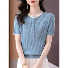 批发2026夏季新款圆领高端桑蚕丝t恤女洋气宽松遮肚子<b class='q'>妈妈</b>装短袖上衣