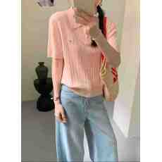 批发<b class='q'>正品</b>品质2026春季新款半袖麻花纹刺绣小马减龄款翻领设计款冰丝衫