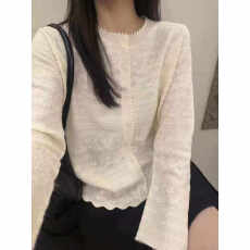 批发温柔韩系风花边针织开衫女2026新款春装百搭气质毛衣<b class='q'>外套</b>薄款<b class='q'>上衣</b>
