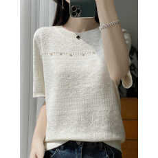 批发蕾丝提花短袖t恤女夏季2026新款<b class='q'>打底衫</b>洋气<b class='q'>大码</b>女装冰丝针织上衣