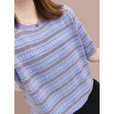 批发紫色冰丝针织短袖T恤女装2026夏装新款欧货洋气<b class='q'>时尚</b>气质内搭上衣