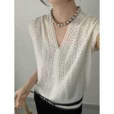 批发韩系穿搭V领短袖针织衫女薄款2026夏季新款宽松显瘦气质t恤上衣