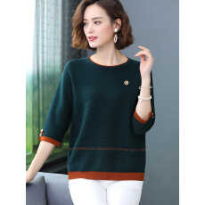 批发<b class='q'>妈妈</b>装秋装新款洋气上衣中袖冰丝小衫<b class='q'>中老年</b>女装春秋打底针织t恤