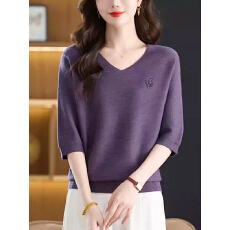 批发胖mm春秋冰丝针织衫女七分袖加肥加大码<b class='q'>中年</b><b class='q'>妈妈</b>装外穿桑蚕丝上衣