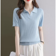 批发polo领短袖T恤女装夏季2026新款年轻<b class='q'>妈妈</b>夏装上衣<b class='q'>针织衫</b>宽松型