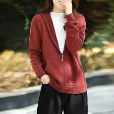 批发2026韩系新款<b class='q'>开衫</b>女秋冬款拉链带兜连帽外套休闲宽松<b class='q'>长袖</b><b class='q'>外</b>搭上衣
