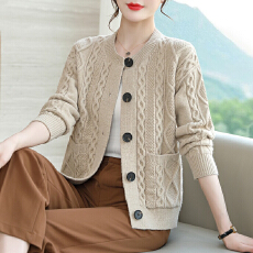 批发复古风麻花外搭<b class='q'>毛衣</b>女2026春秋季新款宽松软糯<b class='q'>妈妈</b>装针织开衫上衣