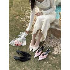 批发<b class='q'>欧美</b>风气质百搭蝴蝶结尖头高跟包头拖鞋