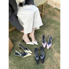 批发欧美风气质百搭方头包头高跟单鞋