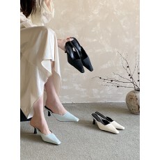 批发欧美风气质百搭方头包头高跟拖鞋