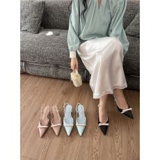 批发欧美风气质百搭蝴蝶结尖头高跟包头单鞋