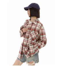 批发爆款时尚港风条纹衬衫外套女春秋季长袖休闲垂感衬衣设计感上衣