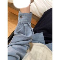 春秋季复古灯芯绒衬衫女长袖2026时尚宽松百搭翻领慵懒风时髦衬衣