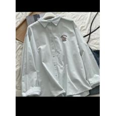 批发小马卡通刺绣纯棉<b class='q'>衬衫</b>女2026春季新款慵懒风宽松<b class='q'>长袖</b>翻领上衣