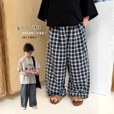 批发儿童裤子<b class='q'>男童</b>防蚊<b class='q'>裤</b>夏装2026新款大童轻薄款凉感宽松格子休闲长裤