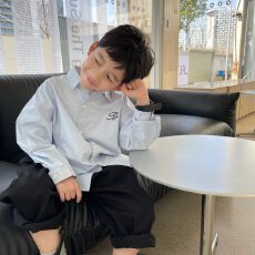 批发童装春秋男童日系纯色长袖衬衫中小童洋气韩版翻领薄款上衣