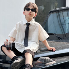 批发儿童夏装男童套装宝宝2026夏季新款白衬衫主持人花童礼服表演服