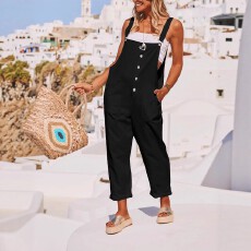 批发夏季大码女士休闲优雅气质流行纯色百搭时尚<b class='q'>连体裤</b>